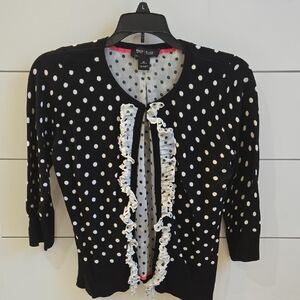 White House Black Market Black and White Polka Dot Cardigan
